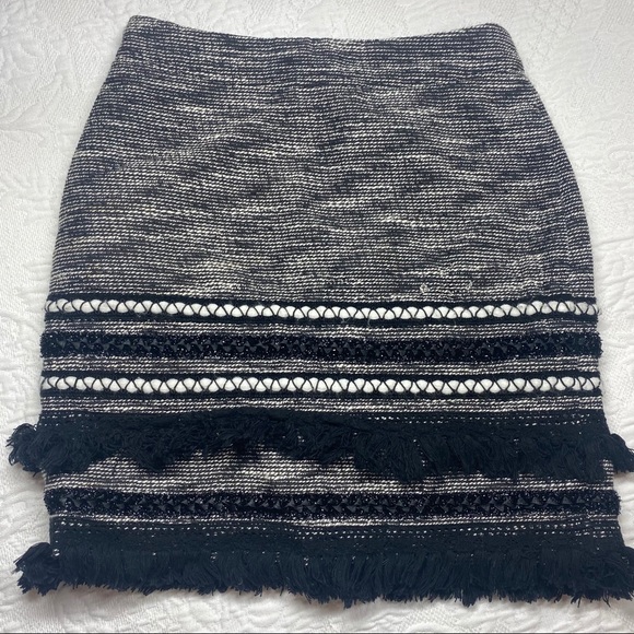 H&M Tweed Tassel Fringe Pencil Mini Skirt - Picture 9 of 9